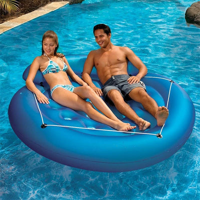 Poolmaster French Pocket Convertible Pool Inflatable Island, Blue (Open Box)