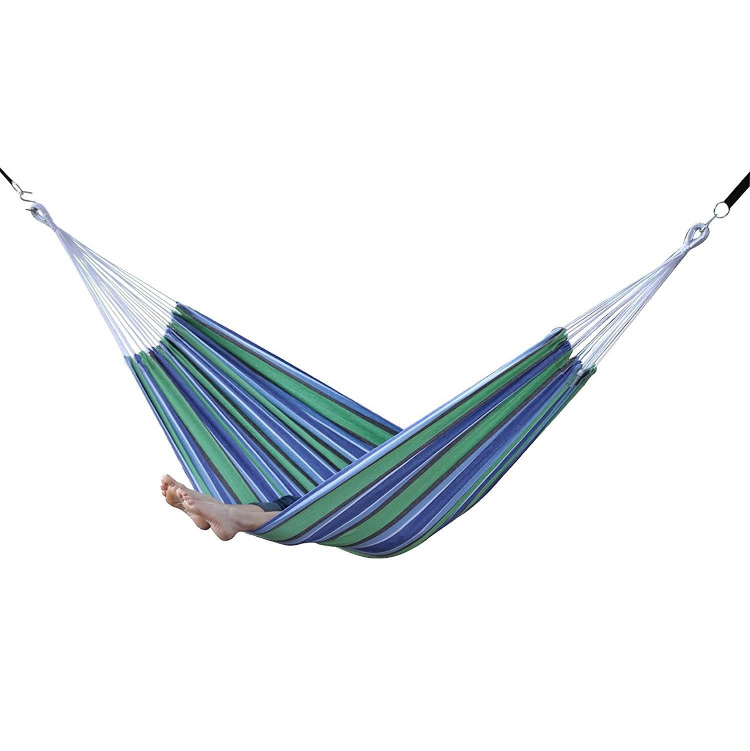 Vivere Brazilian Style Cotton One Person Outdoor Backyard Patio Hammock, Oasis
