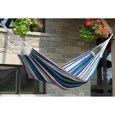 Vivere Brazilian Style Cotton One Person Outdoor Patio Hammock, Cayo Reef