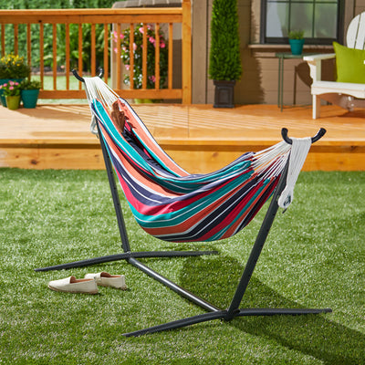 Vivere Brazilian Style One Person Outdoor Patio Hammock, Plumeria (Open Box)