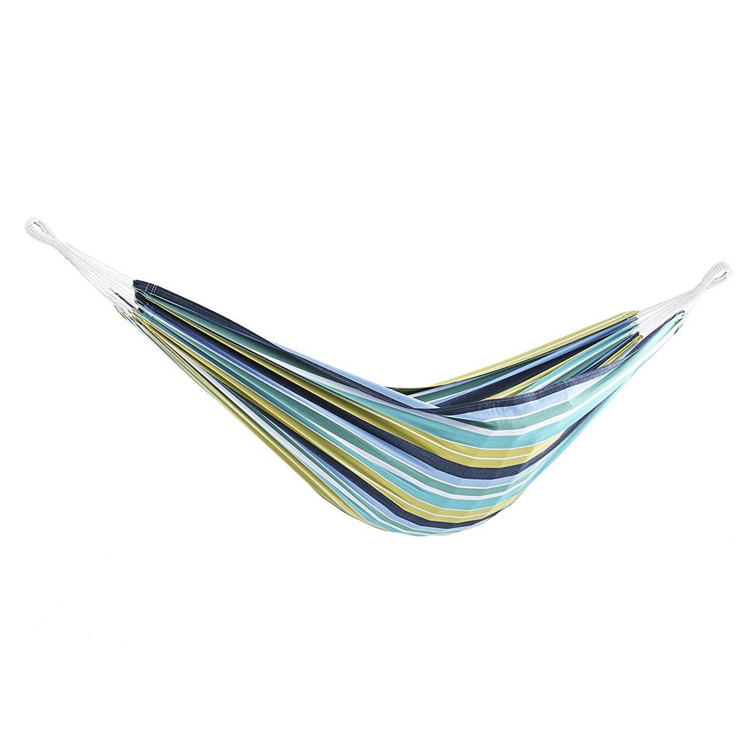 Vivere Brazilian Style Double Outdoor Cotton Hammock with Carry Bag, Cayo Reef - VMInnovations