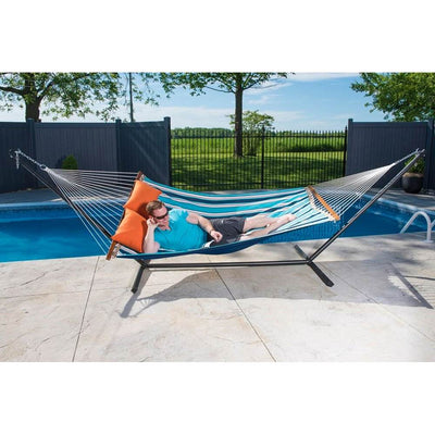 Vivere SUN206 Sunbrella Quilted Double Outdoor Hammock w/ Stand, Token Surfside