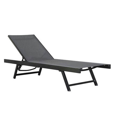 Vivere Aluminum Urban Sun Lounger Backyard Outdoor Patio Chair, Black Chrome