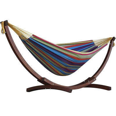Vivere C8SPCT Double Cotton 2-Person Hammock with Solid Pine Stand, (Open Box) - VMInnovations