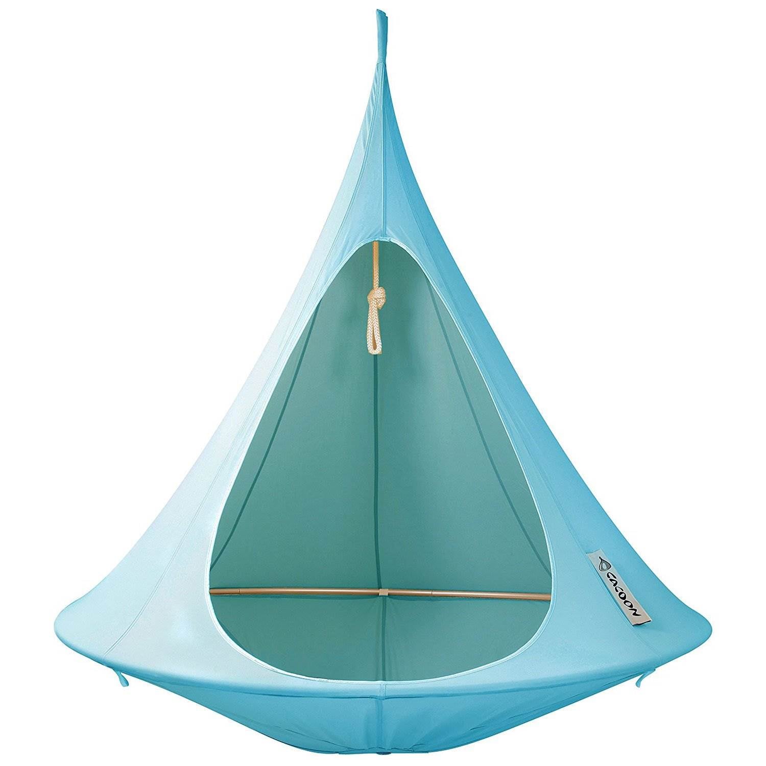 Vivere Bonsai Cacoon Double Soft Indoor or Outdoor Hammock, Turquoise (Open Box)