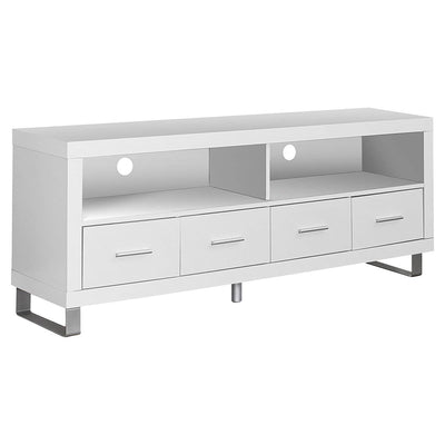 Monarch Contemporary Multimedia Entertainment Center TV Stand w/ Storage, White - VMInnovations