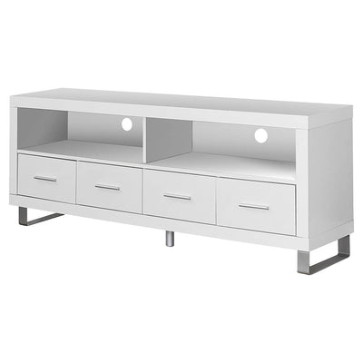 Monarch Contemporary Multimedia Entertainment Center TV Stand w/ Storage, White - VMInnovations
