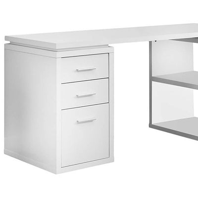 Monarch L Shaped Contemporary Office Computer Desk w/ Drawers, White (Damaged)