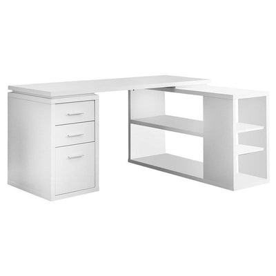 Monarch L Shaped Contemporary Office Computer Desk w/ Drawers, White (Damaged)
