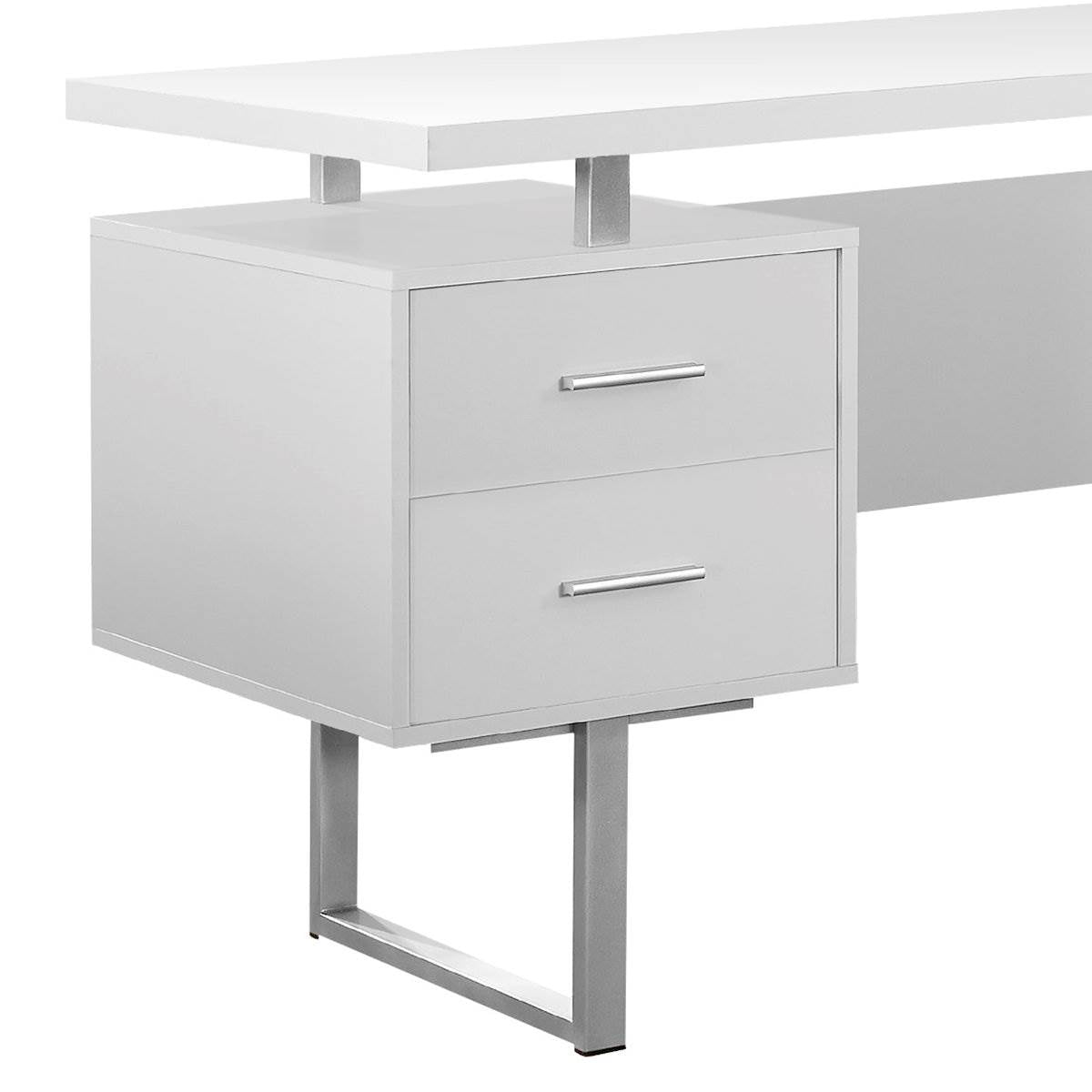 Monarch Specialties 60-Inch Modern Home Office Computer Desk with Drawers, White