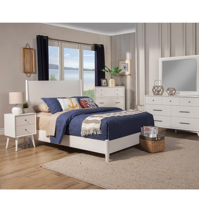 Alpine Furniture Flynn Mid Century Modern Bedside Nightstand, White (For Parts)