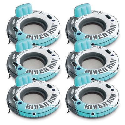 Intex River Run 1 Person Inflatable Floating Tube Lounger, Color Varies (6 Pack)