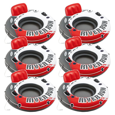 Intex River Run 1 Person Inflatable Floating Tube Lounger, Color Varies (6 Pack)