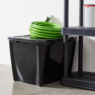 Life Story 20 Gallon Black Heavy Duty Stackable Plastic Storage Tote w/ Snap Lid - VMInnovations
