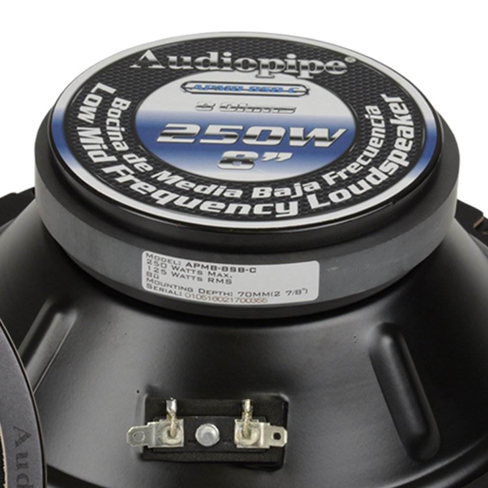Audiopipe APMB-8SBC 250 Watt 8" Low Mid Frequency Car Audio Loudspeaker (4 Pack)
