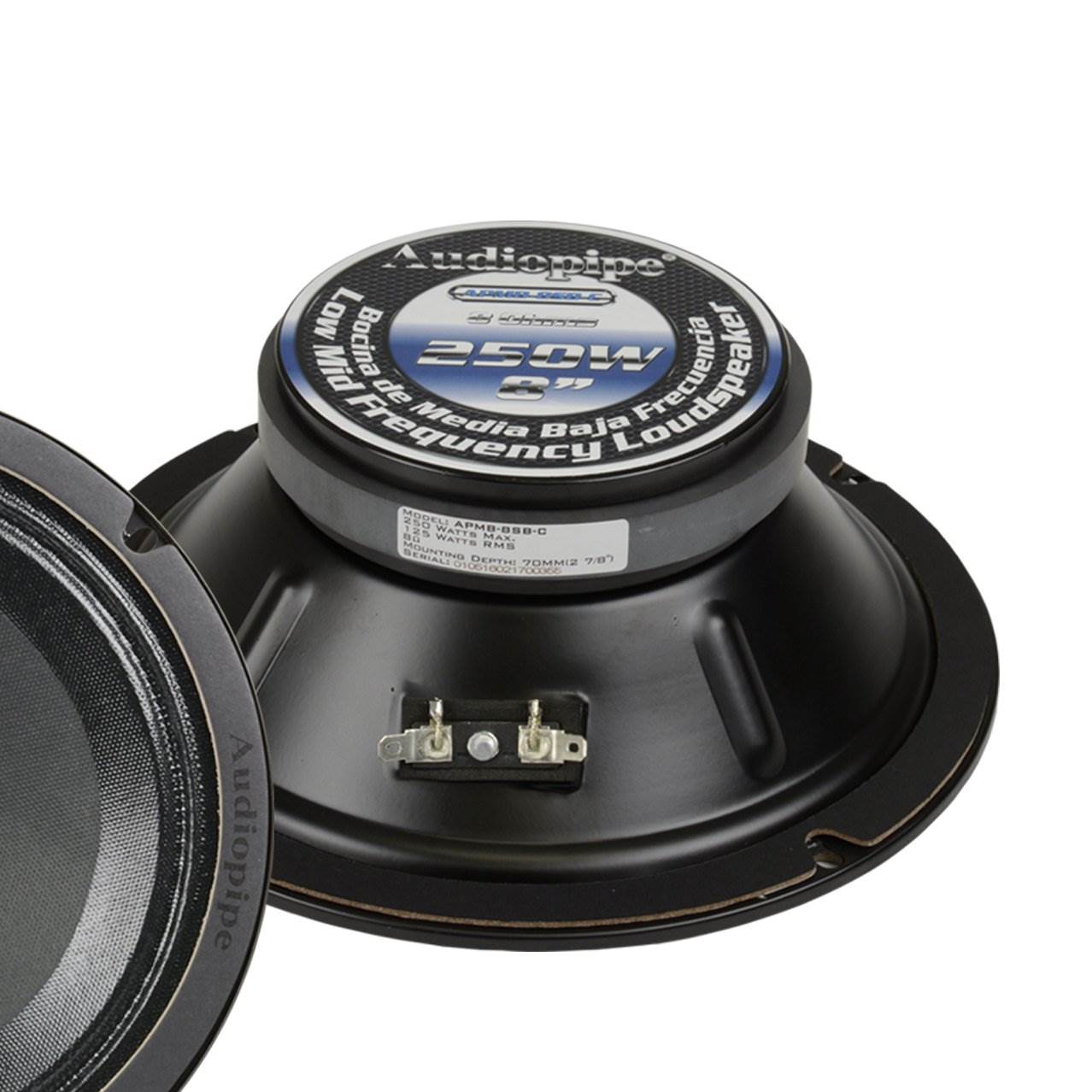 Audiopipe APMB-8SBC 250 Watt 8" Low Mid Frequency Car Audio Loudspeaker (4 Pack)