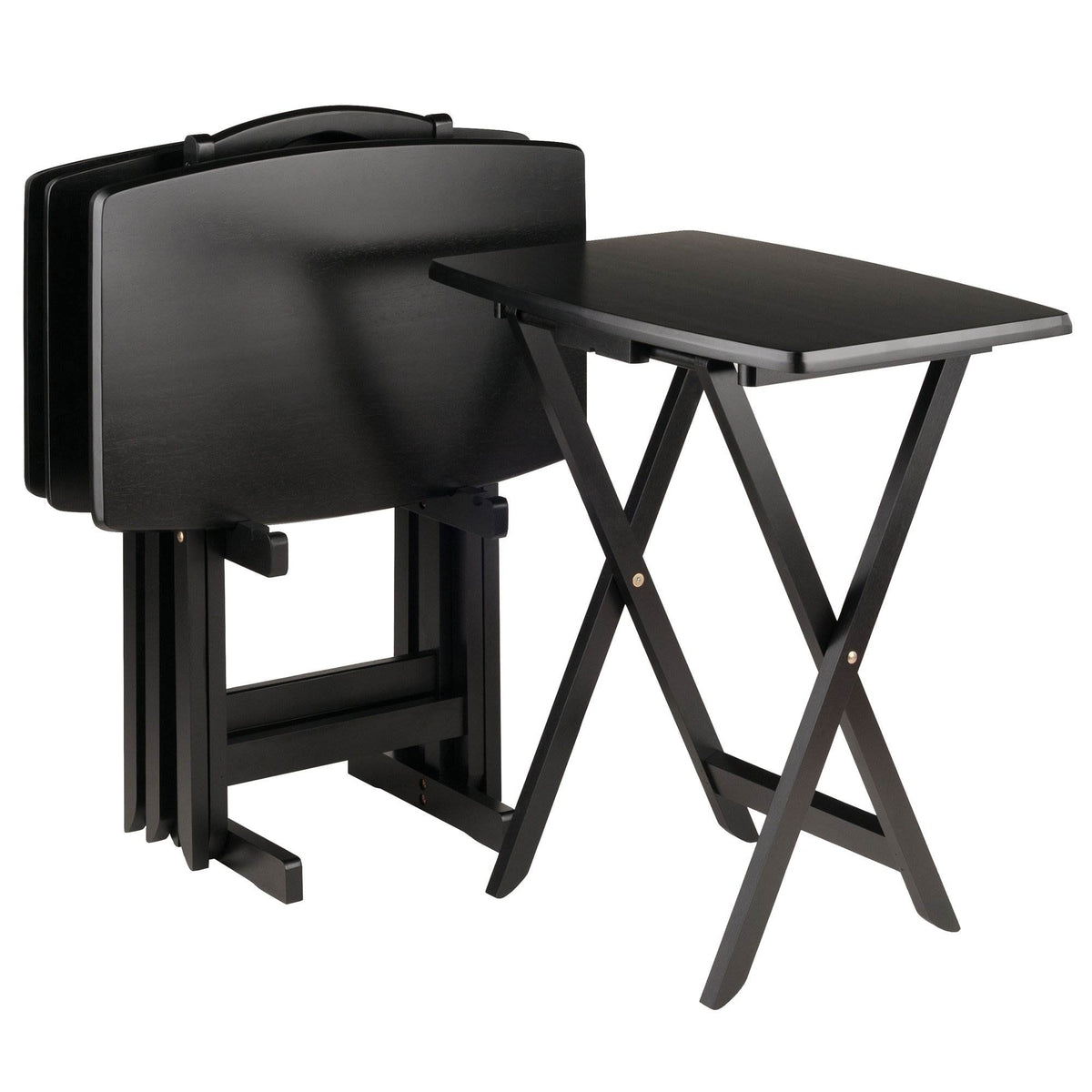 Winsome Dylan Wood 5 Piece Over Sized Folding TV Tray Table Set, (Open Box)