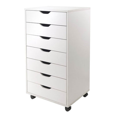Winsome Halifax 7 Drawer Rolling Wood Storage and Dresser, White (Open Box)
