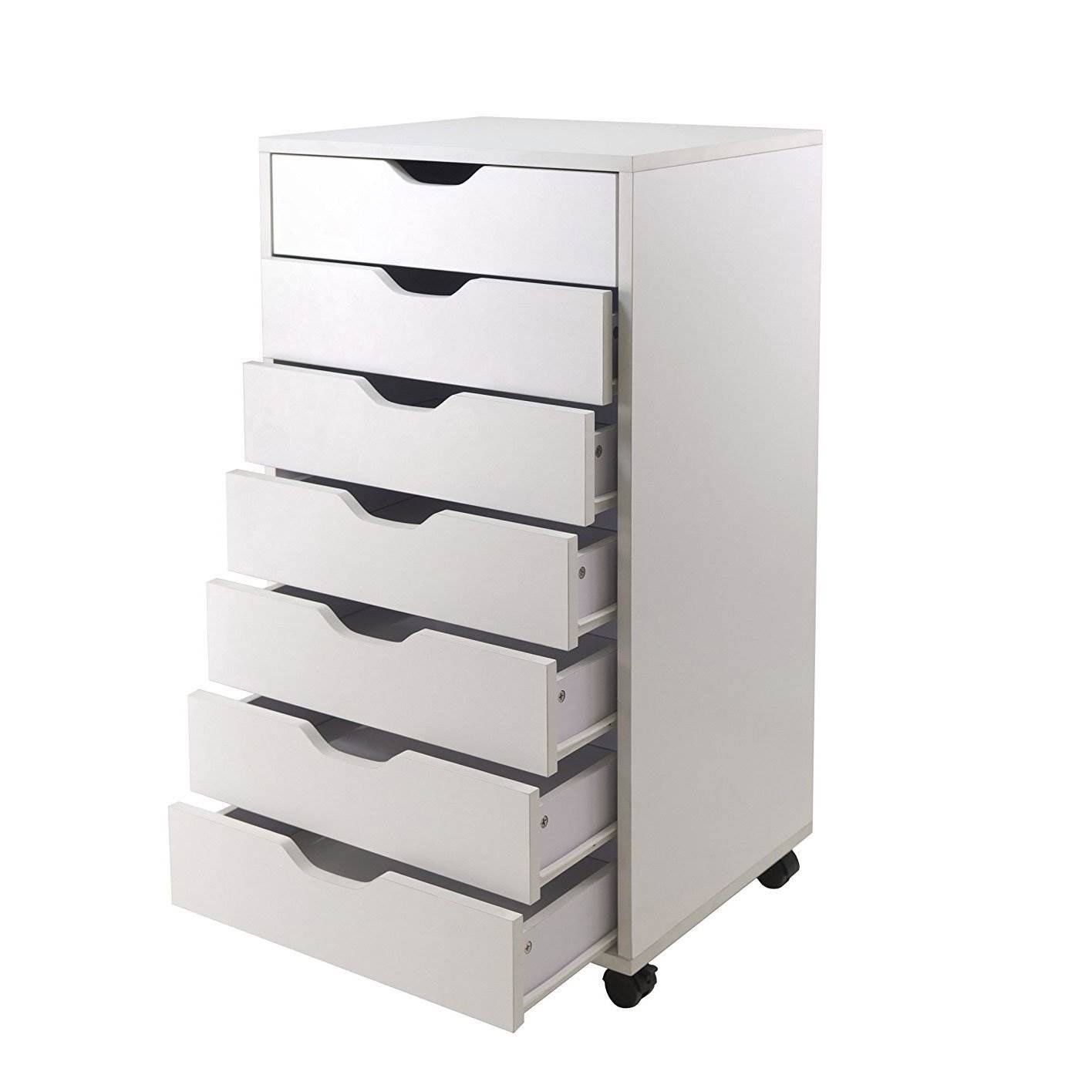 Winsome Halifax 7 Drawer Rolling Wood Storage and Dresser, White (Open Box)