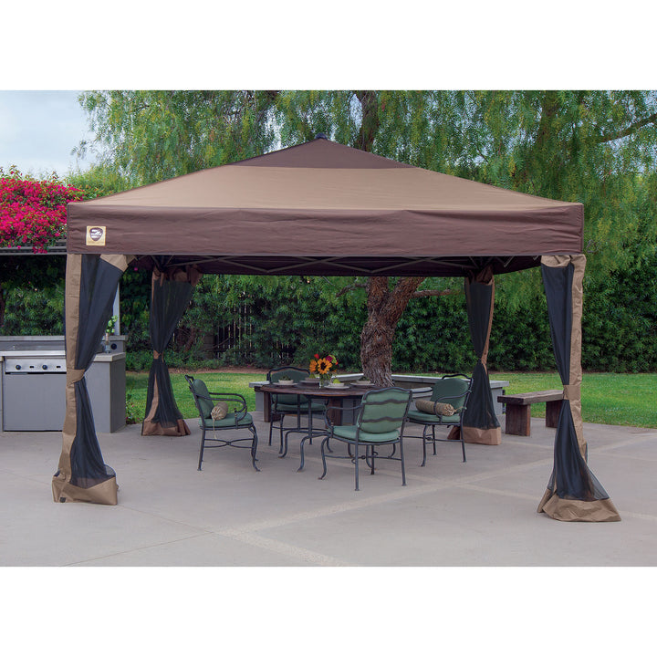 Z-Shade 10x10ft Lawn and Garden Portable Canopy with Skirts, Tan (Open Box)