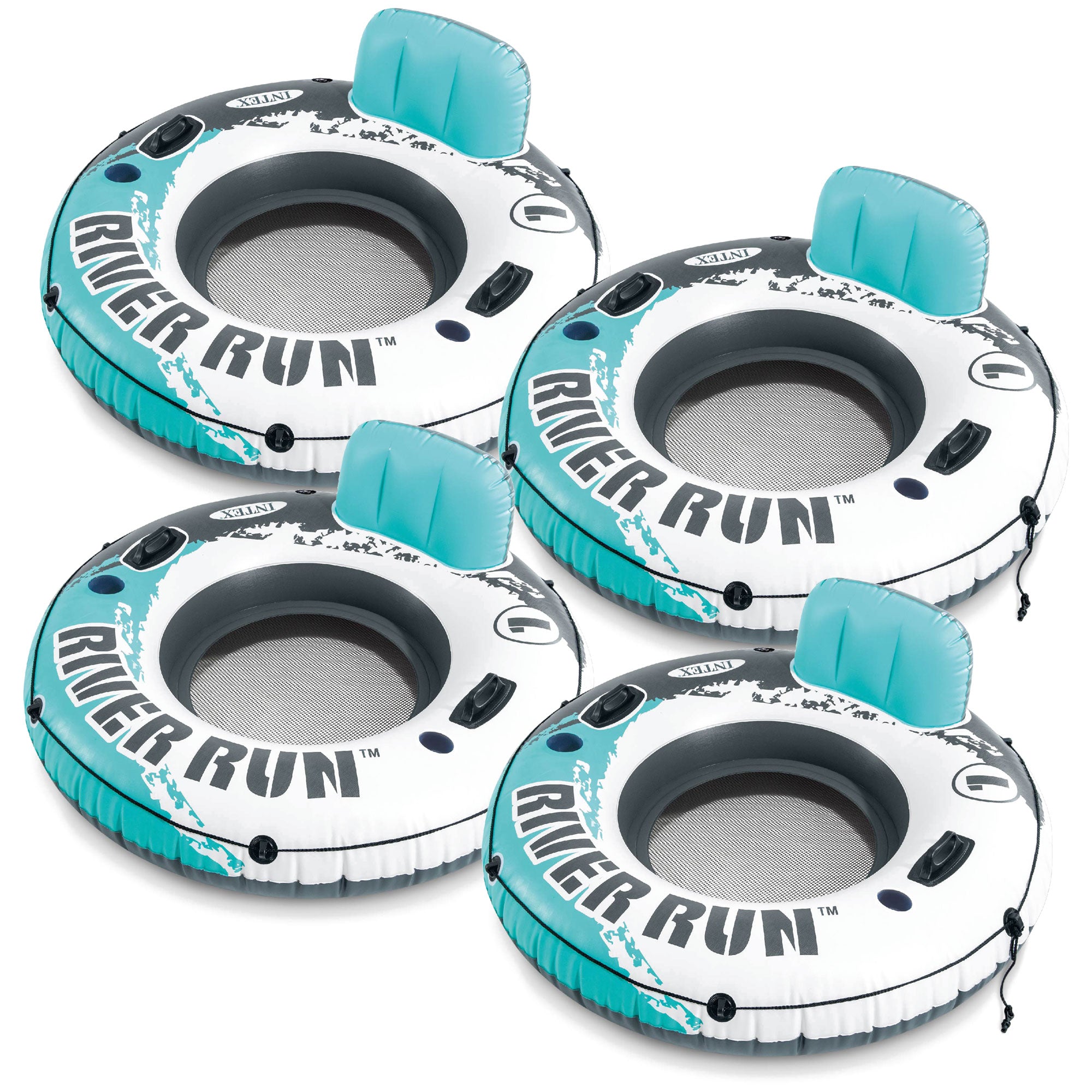 Intex River Run 1 53" Inflatable Floating Water Tube Lake Raft, Red (4 Pack) - VMInnovations