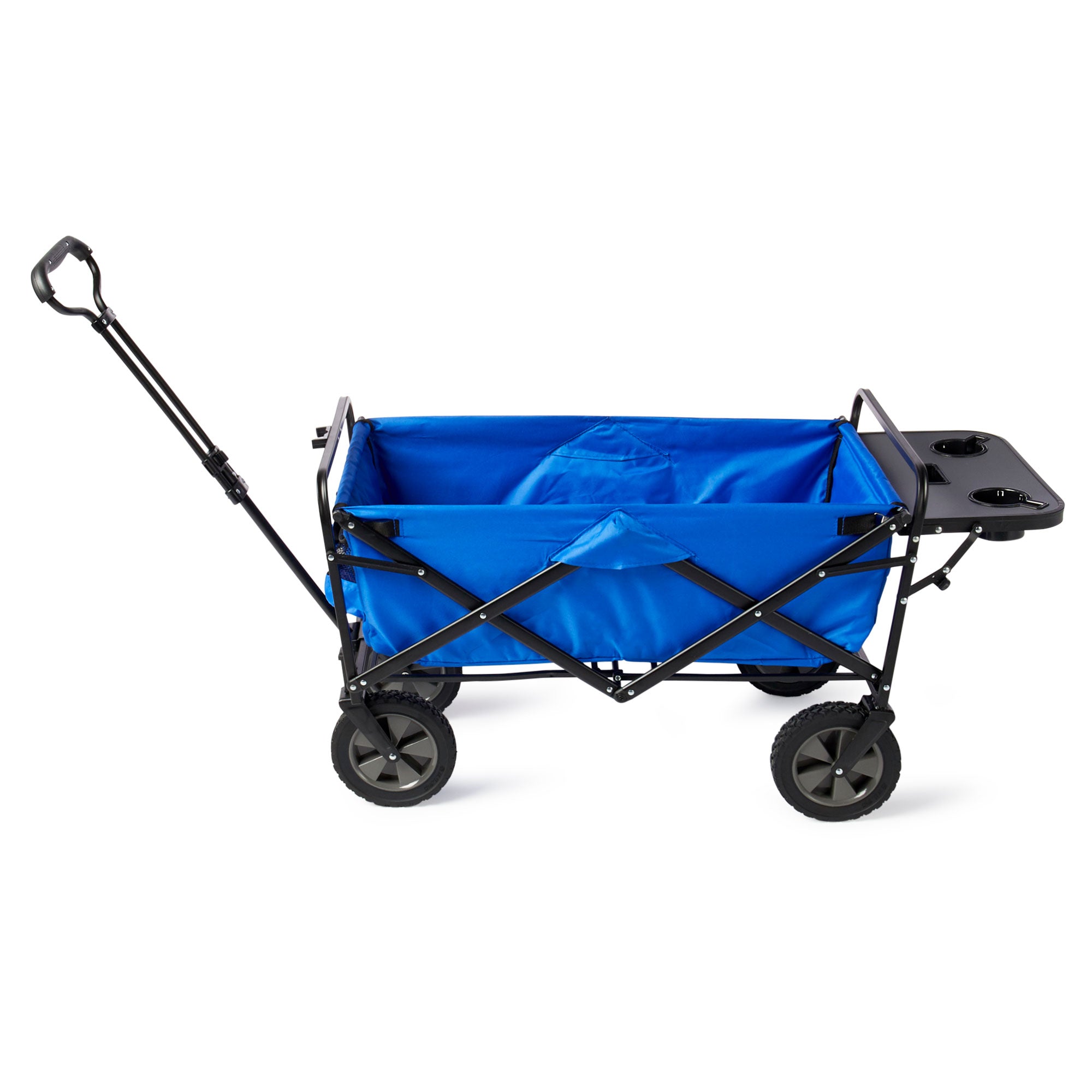 Mac Sports Collapsible Folding Outdoor Garden Utility Wagon Cart w/ Table, Blue - VMInnovations