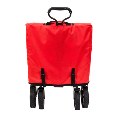 Mac Sports Collapsible Folding Outdoor Garden Utility Wagon Cart w/ Table, Red - VMInnovations