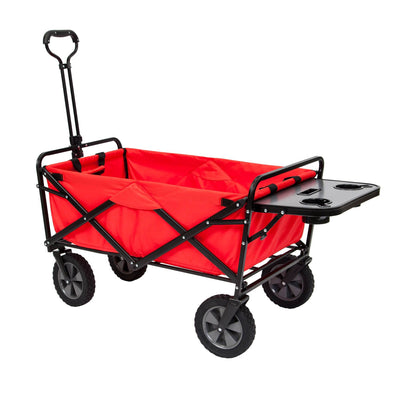 Mac Sports Collapsible Folding Outdoor Garden Utility Wagon Cart w/ Table, Red - VMInnovations