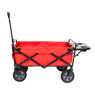 Mac Sports Collapsible Folding Outdoor Garden Utility Wagon Cart w/ Table, Red - VMInnovations