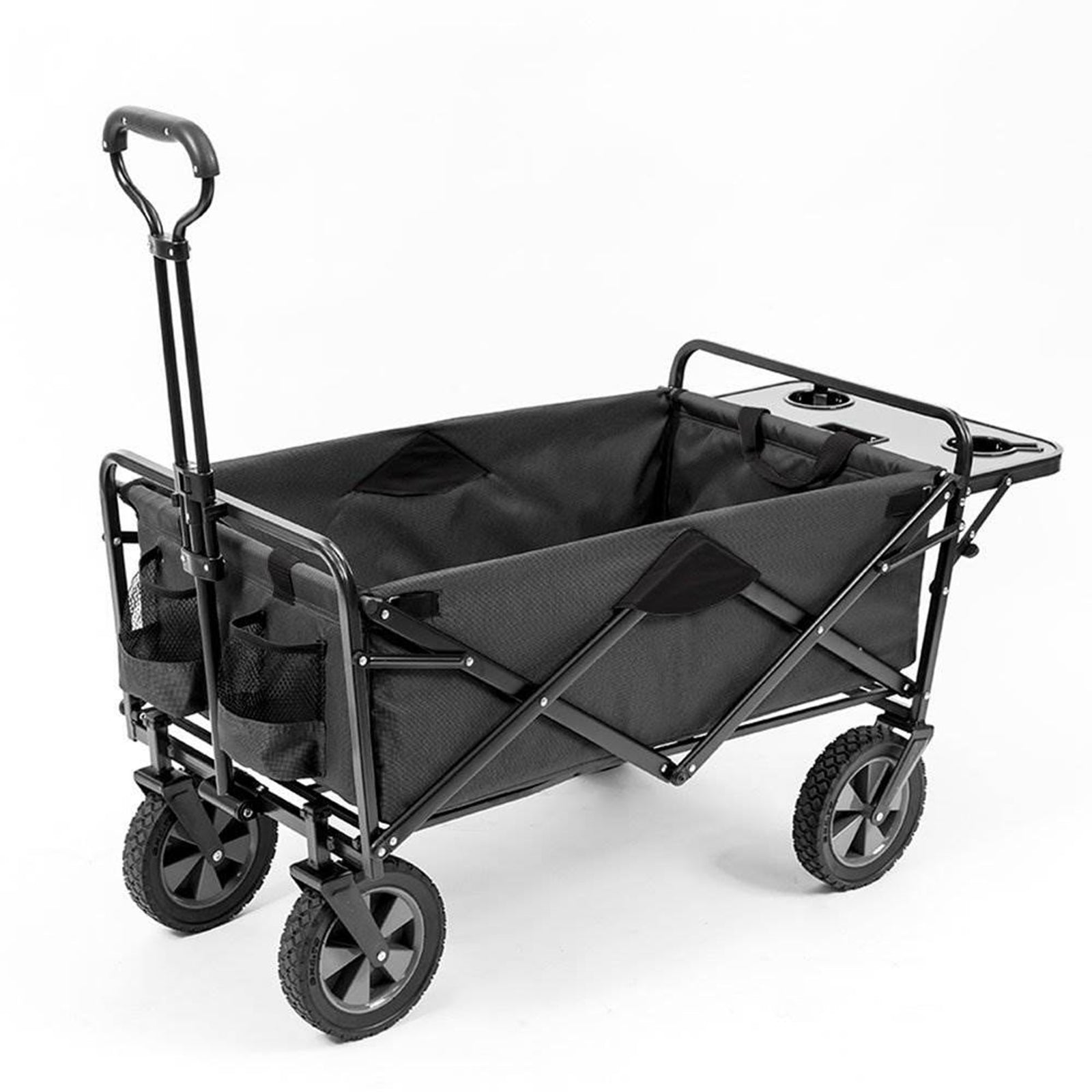 Mac Sports Collapsible Folding Outdoor Garden Utility Wagon Cart w/ Table, Grey - VMInnovations
