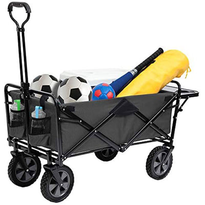 Mac Sports Collapsible Folding Garden Utility Wagon Cart w/ Table, Grey (Used) - VMInnovations
