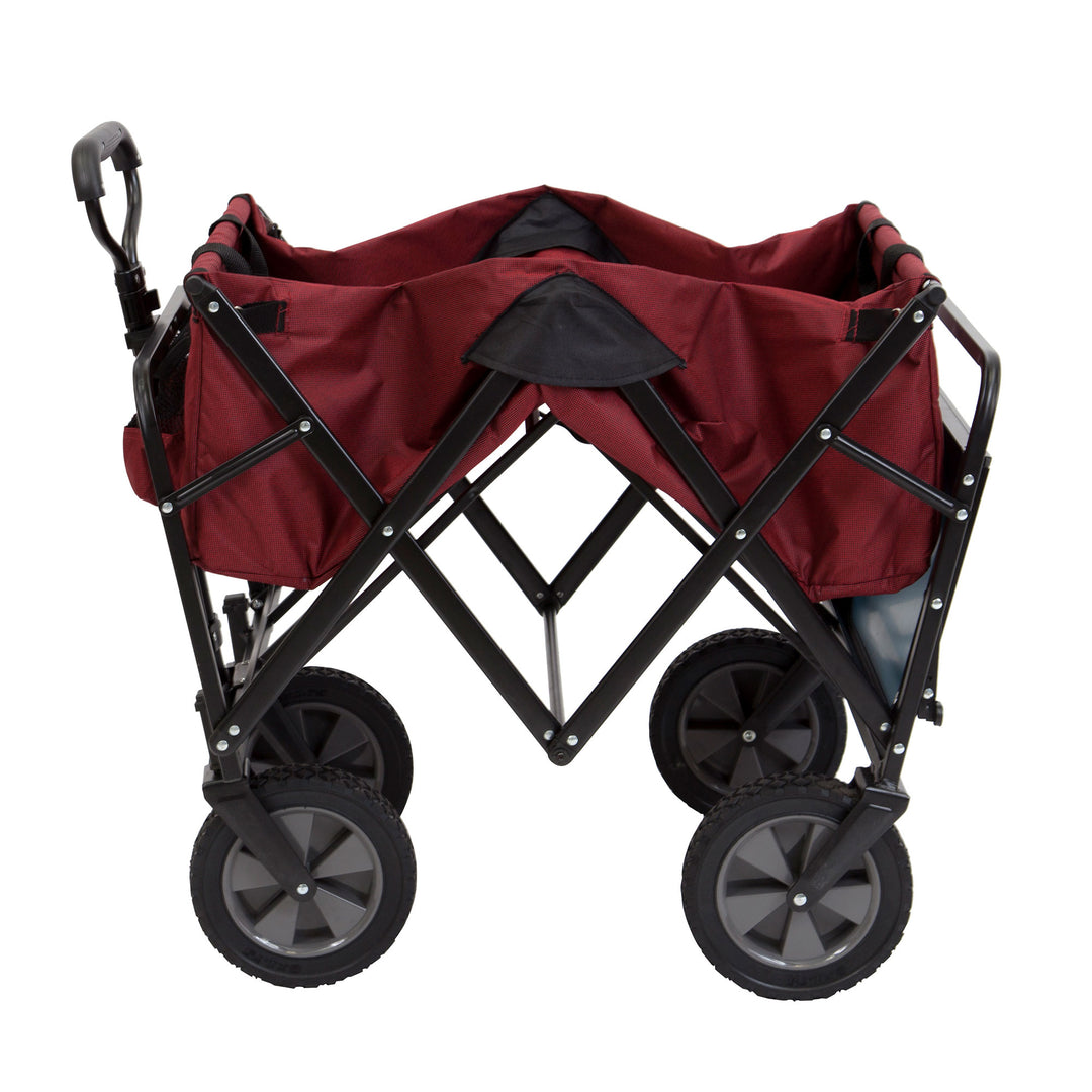 Mac Sports Collapsible Folding Garden Utility Wagon w/ Table, Maroon (Open Box)