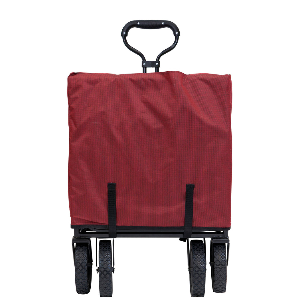 Mac Sports Collapsible Folding Outdoor Garden Utility Wagon w/ Table, Maroon