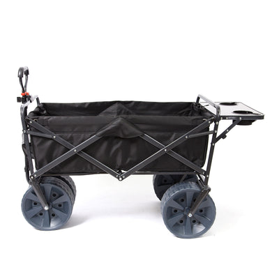 Mac Sports Collapsible All Terrain Beach Utility Wagon Cart with Table, Black