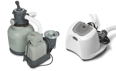 Intex Krystal Clear 2100 GPH Sand Filter Pump & 15000 Gal Saltwater Chlorinator
