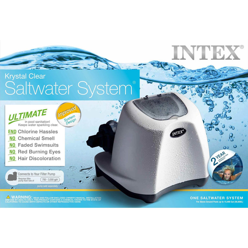 Intex Krystal Clear 1000 GPH Filter Pump & 15000 Gal Saltwater Chlorinator