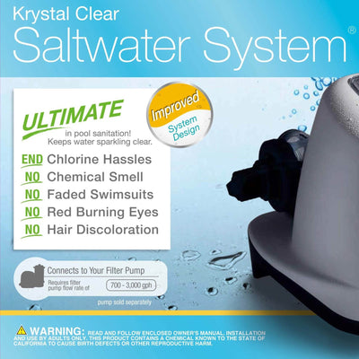 Intex Krystal Clear 1000 GPH Filter Pump & 15000 Gal Saltwater Chlorinator