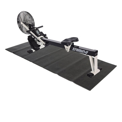 Stamina Cardio Foldable Air Rower Rowing Machine, Black/White + Equipment Mat