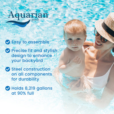 Aquarian Pools Khaki Venetian 21ft x 52in Outdoor Above Ground Swimming Pool