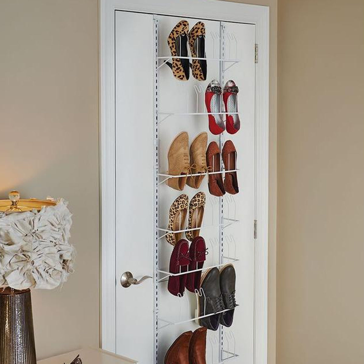 ClosetMaid 9753600 Over The Door Steel Adjustable Closet Shoe Organizer, White