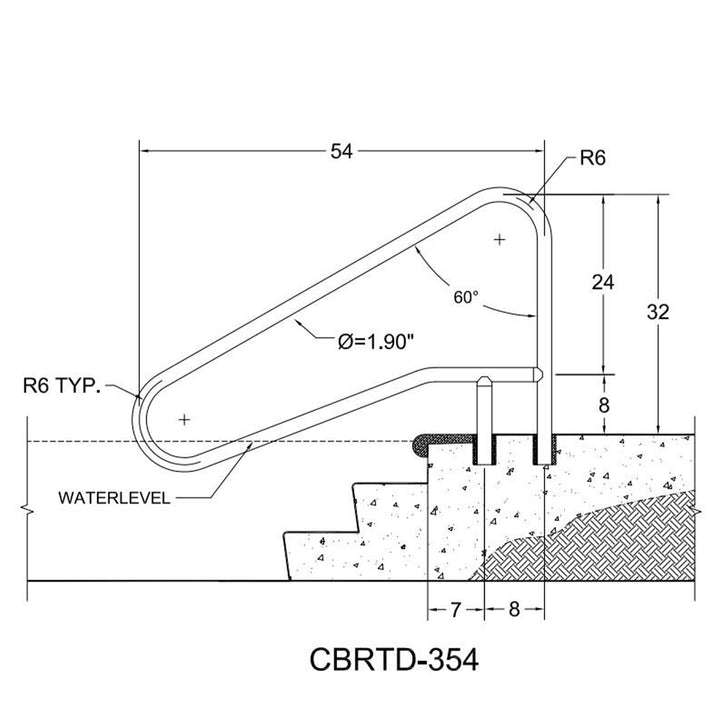 Saftron 3 Bend Weather Resistant In Water Polymer Handrail, White (Open Box) - VMInnovations