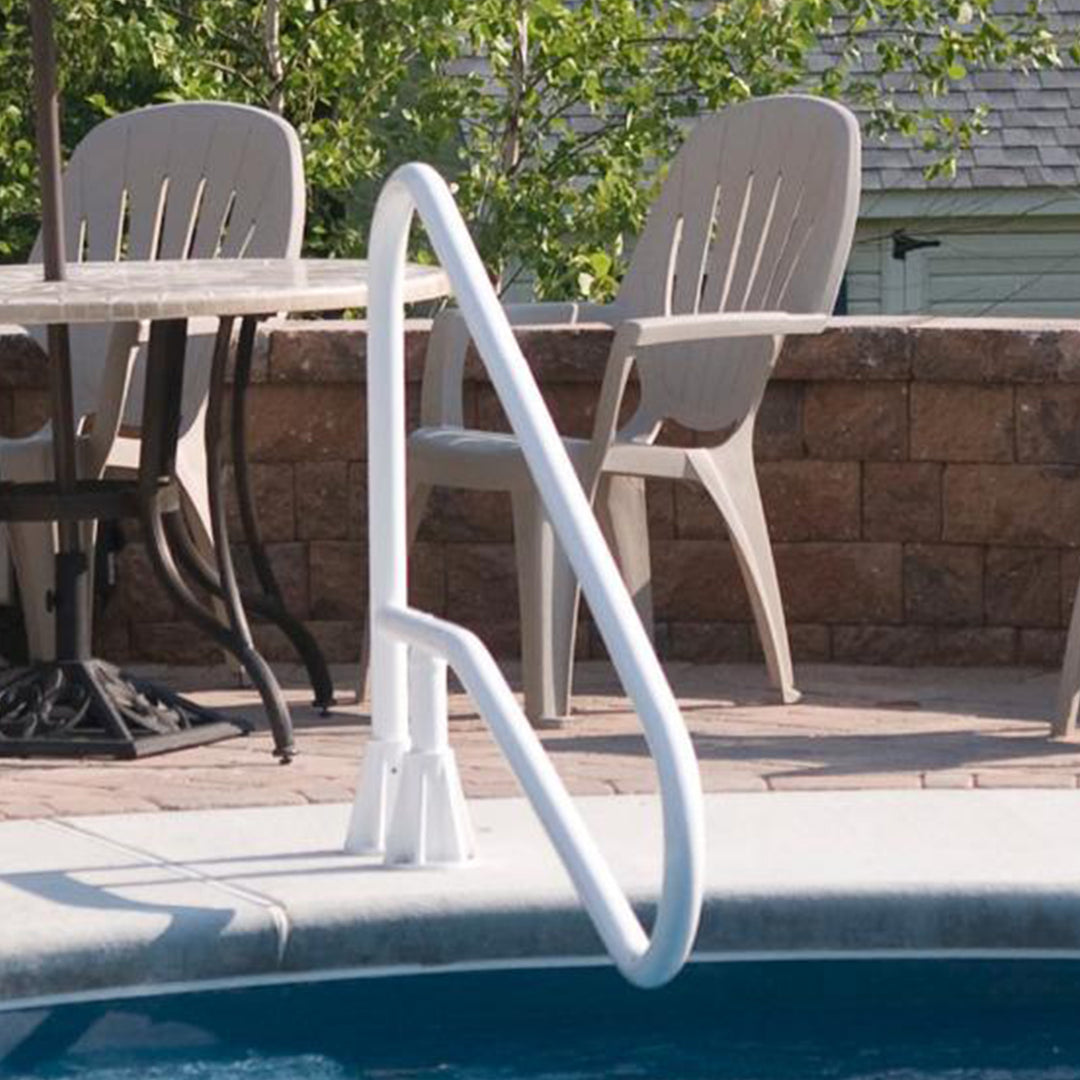 Saftron 54"x32" Cross Braced 3 Bend Slope In-Water Return to Deck Handrail White