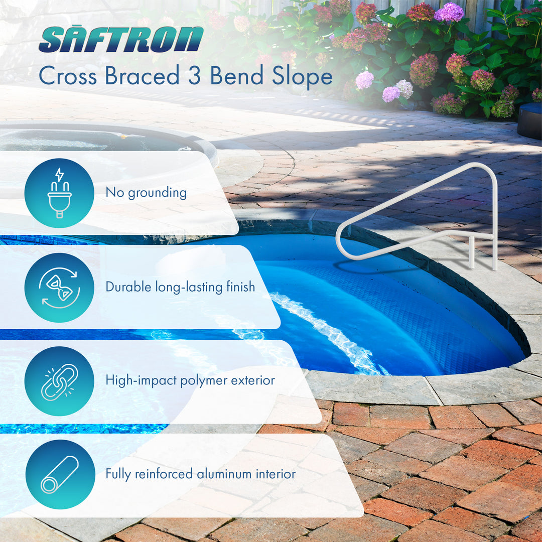 Saftron 3 Bend Weather Resistant In Water Polymer Handrail, White (For Parts)