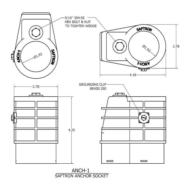 Saftron In Ground Swimming Pool and Spa Handrail Ladder Anchor Socket, White