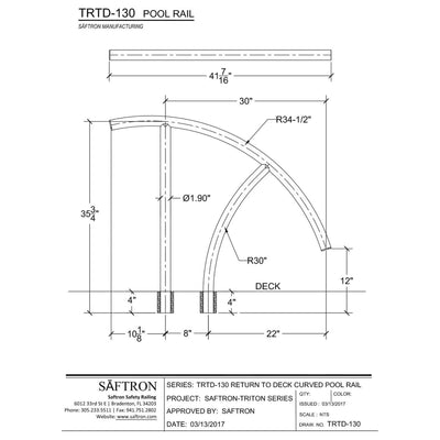 Saftron 130-W High Impact Marine Grade Aluminum Triton Grab Rail, White (Used)