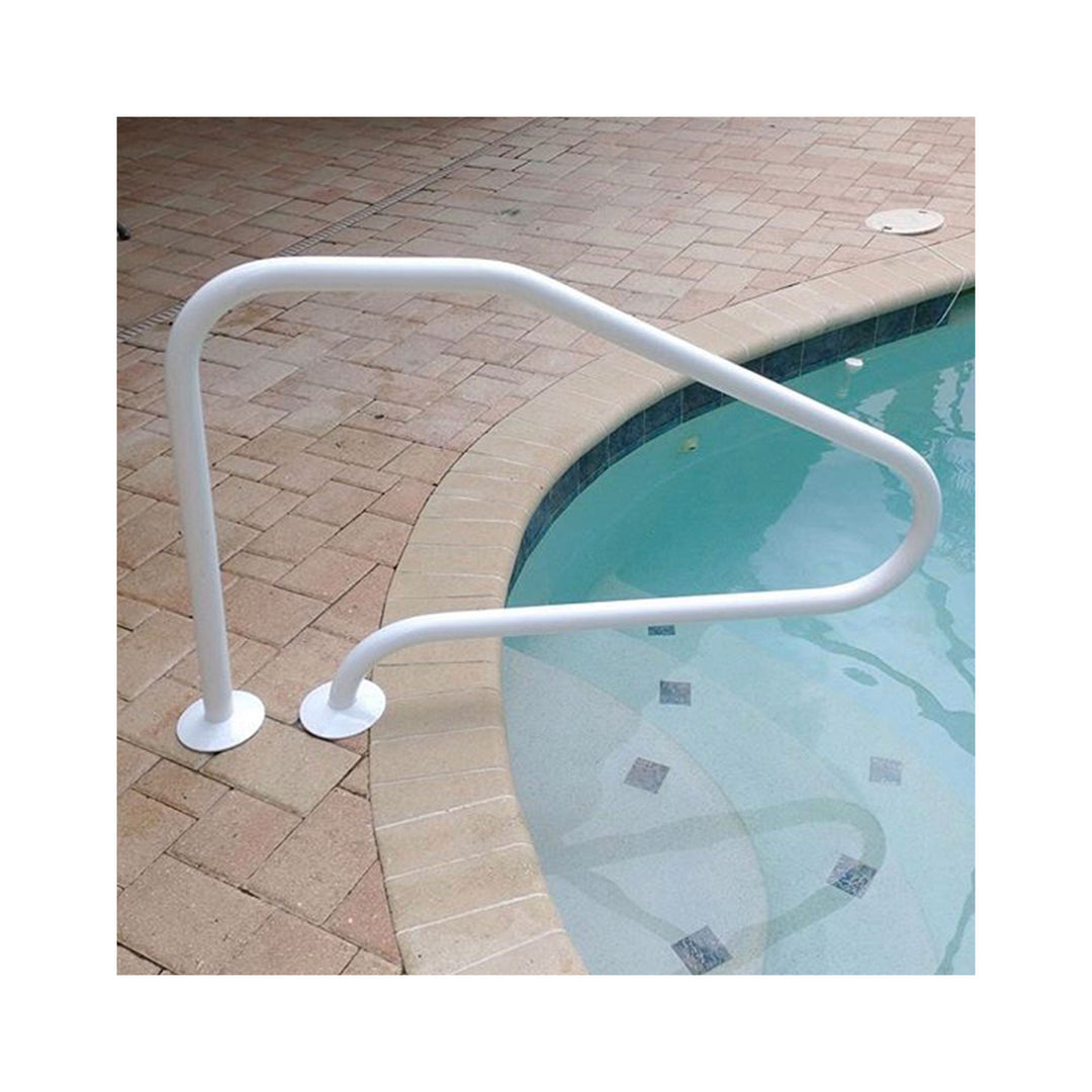 Saftron 48"x32" 4 Bend Figure 4 Metal InGround Pool Return to Deck Rail, White