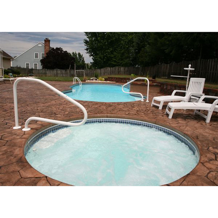 Saftron 48"x32" 4 Bend Figure 4 Metal InGround Pool Return to Deck Rail, White