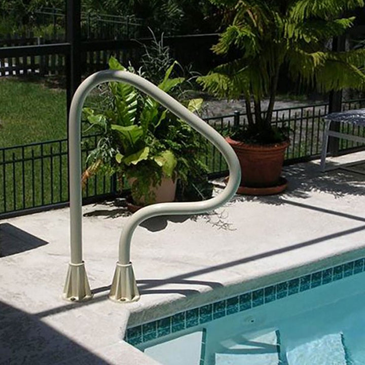 Saftron 3 Bend Return to Deck Polymer Pool Handrail, White (For Parts)