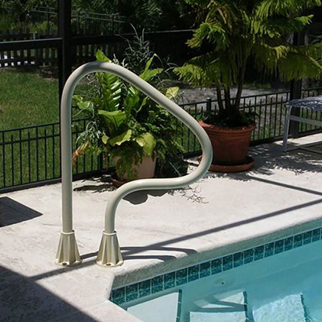 Saftron 26"x30" 3 Bend Figure 4 Steel In-Ground Pool Return to Deck Rail, Beige