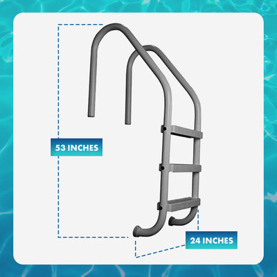 Saftron 3 Step Polymer Finish Inground Pool Ladder, Graphite Gray (Used) - VMInnovations